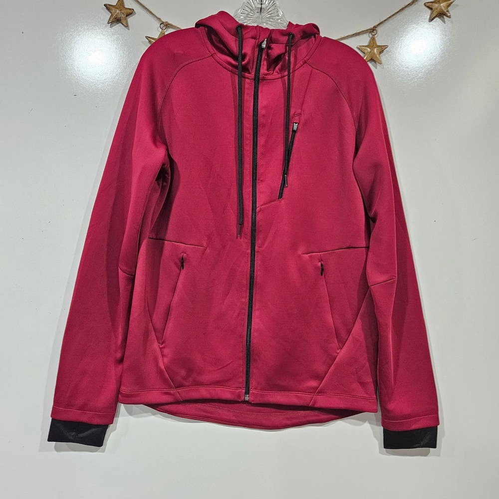 TSLA Maroon Performance Training Hooded Jacket 3 Zipped Pockets Size Small